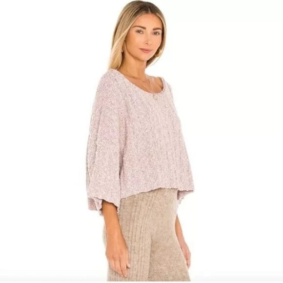 Free People Good Day Mauve Pullover Ribbed Oversized Sweater Size S - Picture 4 of 9